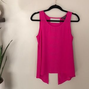 Express bright pink open back tank